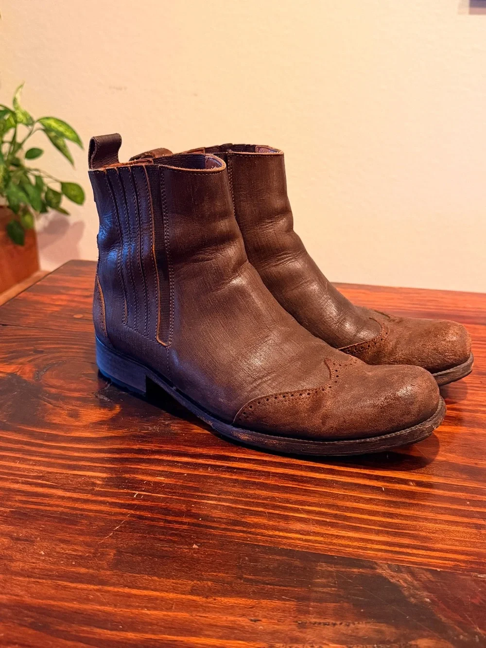 John Varvatos Ankle Boots Brown Leather USA Sz 8.5 M